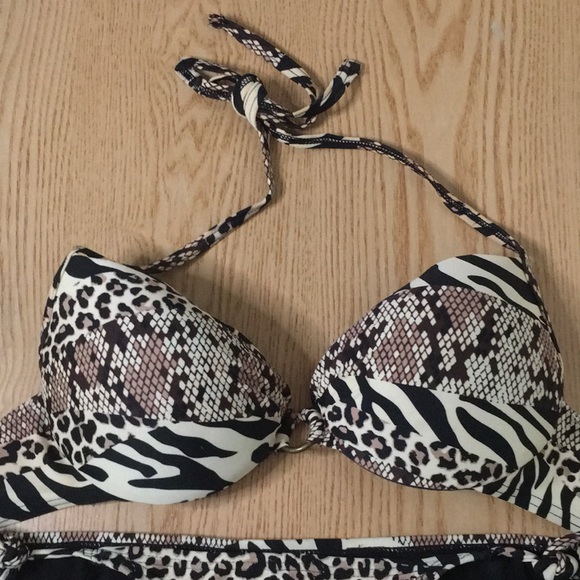 B43 Women 2Pc Smart & Sexy Swimsuit Bikini Animal Print Padded Size 34C Small - Picture 2 of 8